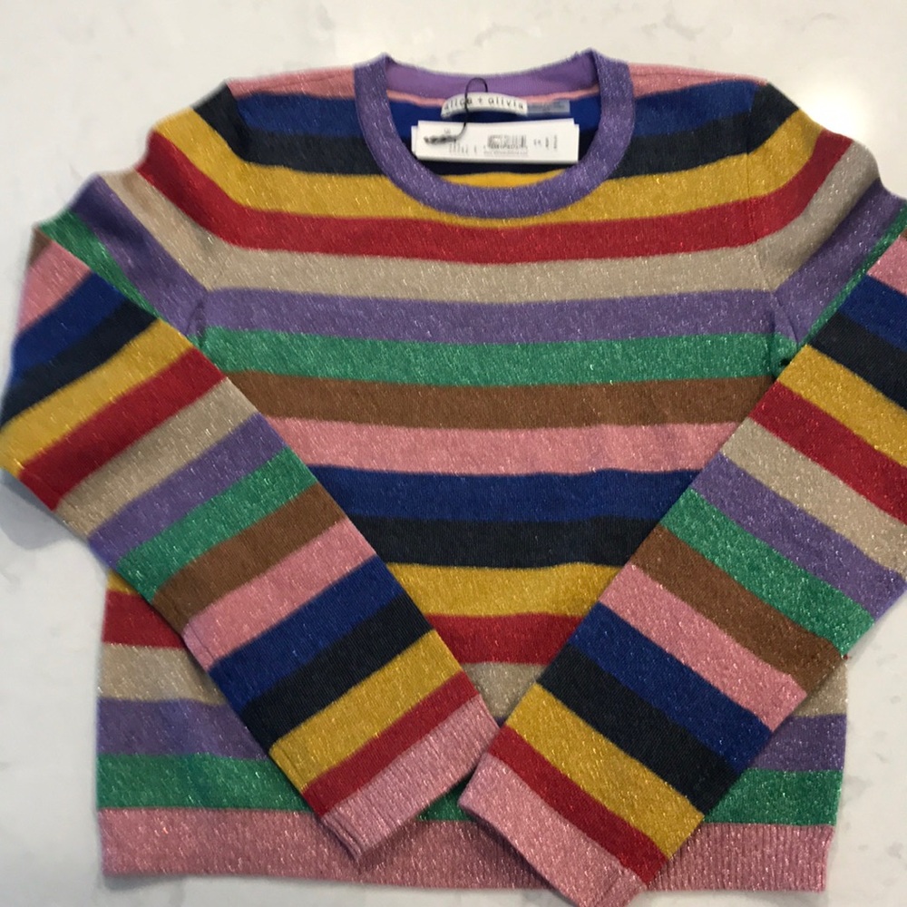 Rainbow (pride) sparkle sweater Alice & Olivia NWT